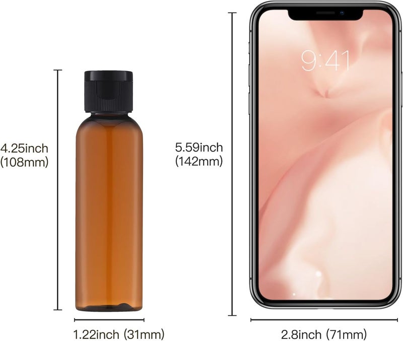 Tekson Travel Bottles Empty 2oz (10 PCS), Plastic Travel Size Cosmetic Container, TSA Amber Squeeze Bottle for Shampoo, Conditioner (Flip Cap) - Image 5